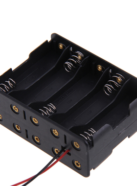 10x AA Battery Clip Holder Case Box With Wire Leads Black