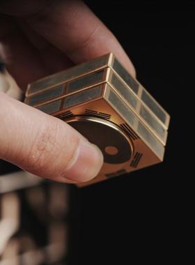 中式周易魔方雷击枣木64卦八卦嵌黄杨文玩太极易经六爻洛书手黄铜