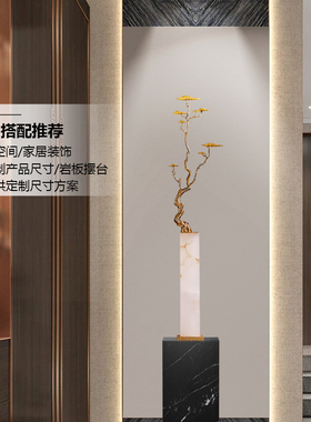 新中式招财迎客松客厅玄关壁龛柜细长大摆件轻奢高档乔迁开业礼物