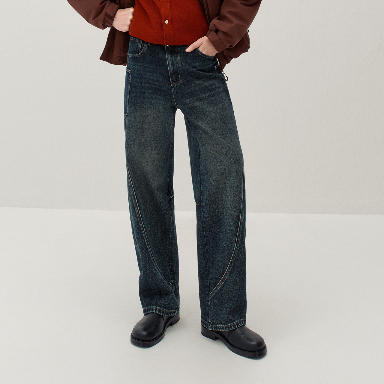 商场同款|森马牛仔裤男冬季重磅弯刀裤2025新款工装机能复古裤子,淘宝优惠券,粉丝福利购,淘宝优惠卷