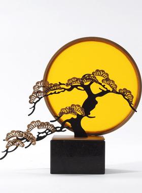 新中式创意铁艺树亚克力微景观摆件样板房客厅玄关售楼处软装饰品