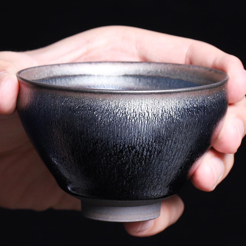 Jianyang Jianzhan Cup Master Cup Handmade Iron Tire Rabbit Hair Tea Set Tea Cup Silver Hair Beam Large Teapot Black Glaze