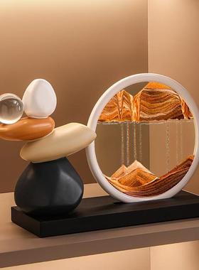 时来运转流沙画摆件客厅电视柜酒柜玄关轻奢高档高级装饰品办公室