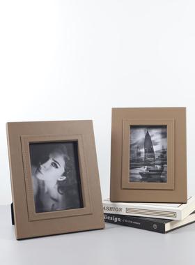 欧式轻奢高级感皮质相框艺术装饰摆件客厅电视柜床头柜家居装饰品