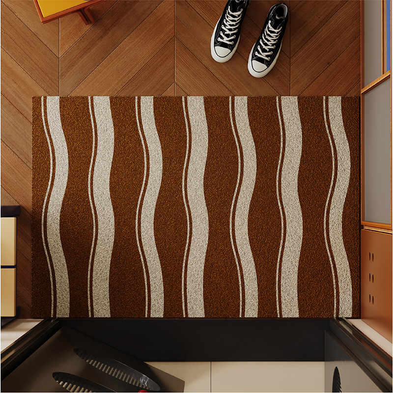 高级感条纹中古丝圈地垫入户门垫防滑脚垫耐脏毯进门垫可裁剪门口,淘宝优惠券,粉丝福利购,淘宝优惠卷