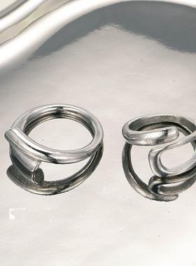 Open ring girl覆古夸张交错几何关节戒指ins风简约开口指环女