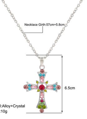 Cross pendant necklace 2pcs set水钻十字架吊坠项链耳环套装2件