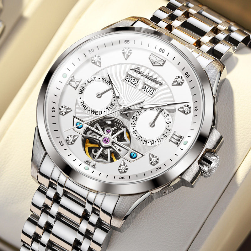 男士正品牌纯全自动时尚镂空机械表 金仕盾德旺鑫国产腕表