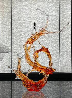 酒店大堂轻奢透明浪花树脂摆件售楼处样板间落地雕塑软装饰艺术品
