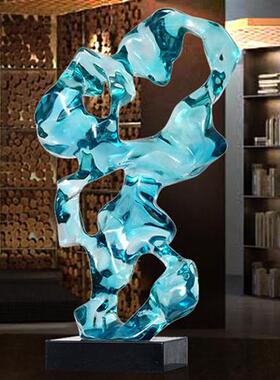 创意抽象透明树脂雕塑售楼处酒店大堂玄关会所大型铂晶摆件可定制
