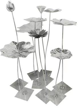 铁艺不锈钢荷叶荷花雕塑落地摆件酒店户外水池水景软装装饰品摆件