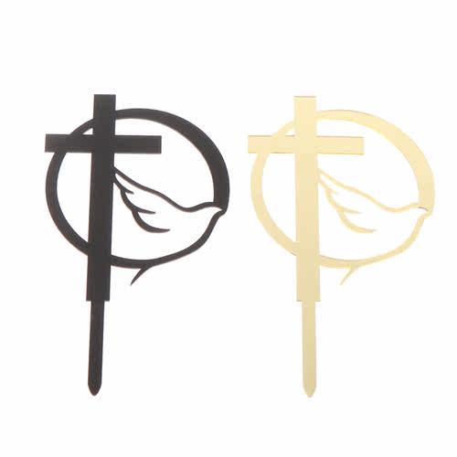 1Pc Dove & Cross Religious Cake Topper God Bless Wooden - 图2