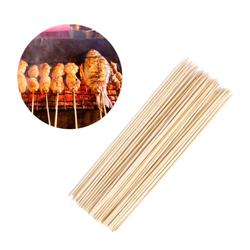 50Pcs Long Bamboo Skewers Wooden Sticks BBQ Barbecue Shish K - 图0