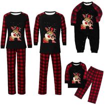 Elk Print Christmas Family Maatching Outfits Set Long Seleeve