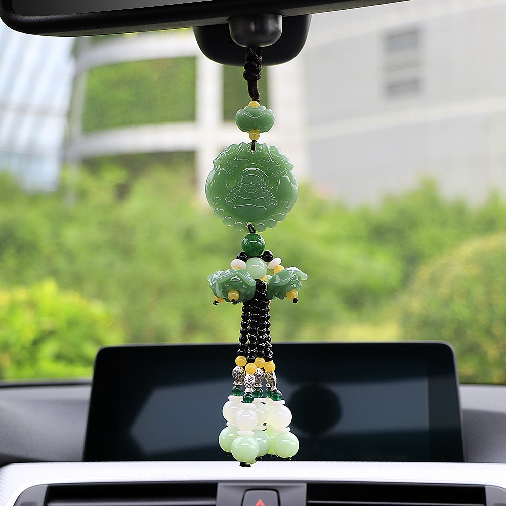 Car Pendant Jade Brave Troops Gourd Guan Yin Maitreya Auto I - 图0