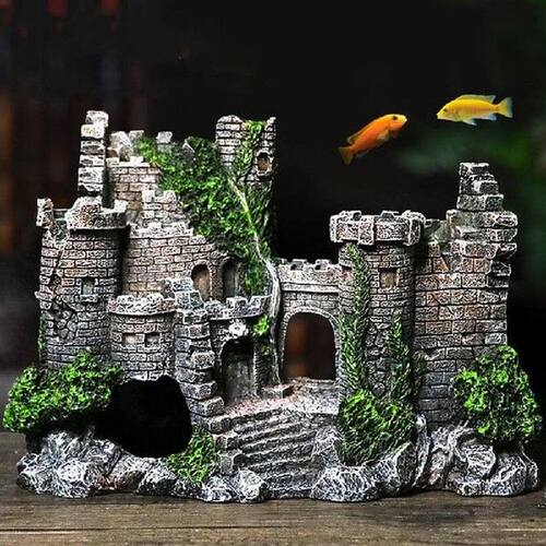 Simulate Retro Castle Pet Hiding Resin Decoration for - 图0