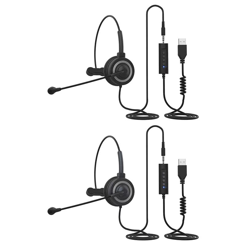 BH69 USB Call Center Headphone Headset PC Computer 3.5mm-图0