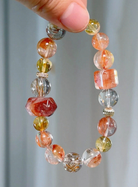 zeroline红胶花超七水晶手链女