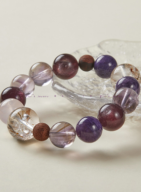 zeroline五行水晶手串女紫锂云母