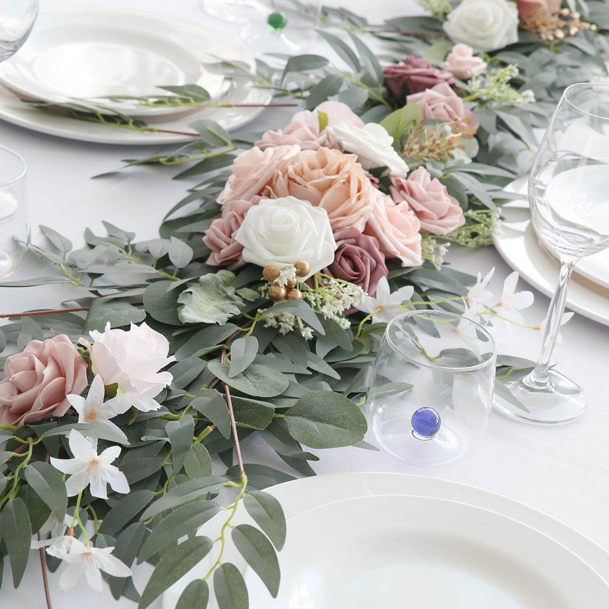 欧式仿真藤条桌花户外婚礼餐桌长条藤蔓装饰结婚舞台背景布置假花,淘宝优惠券,粉丝福利购,淘宝优惠卷