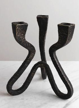 现代简约黑色烛台餐厅餐桌轻奢创意客厅样板间民宿酒店装饰品摆件