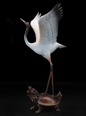 吉善缘纯铜龟鹤延年龙龟摆件百寿鹤送老人祝寿礼品厂家0813