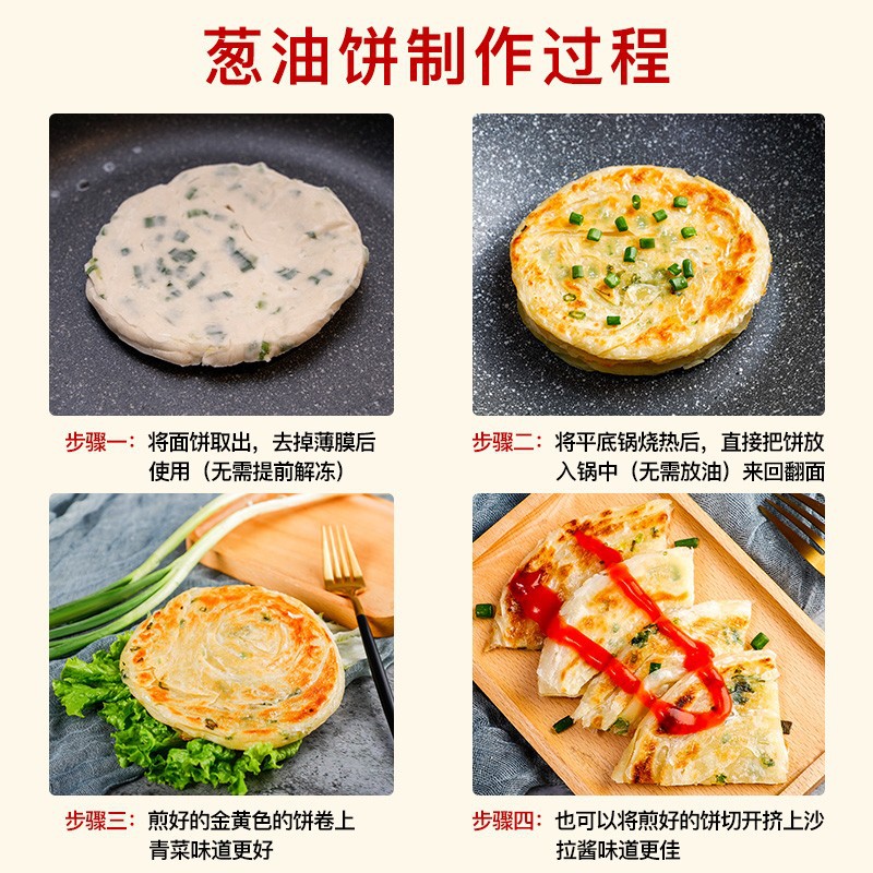 老上海葱油饼葱香味手抓饼方便速食早餐煎饼皮速冻家用商用半成品-图3