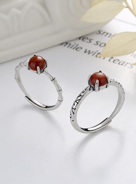 925镀银新款四爪戒面镶嵌圆形满