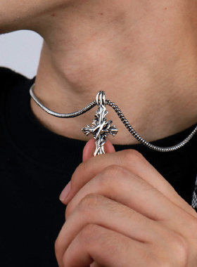 新款神谕复古荆棘十字架项链个性