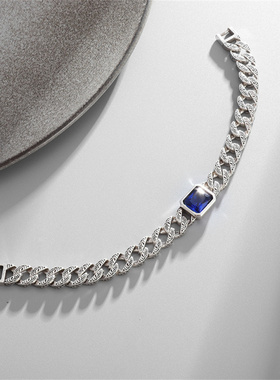 新款男女士蓝色锆石情侣手链复古