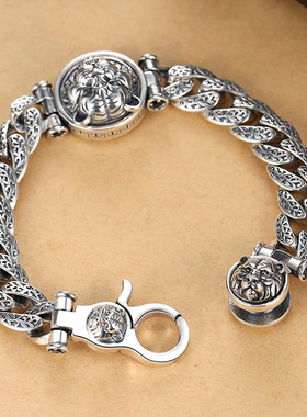 复古个性唐草纹转动老虎手链男女