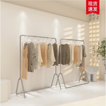 Special display hanging hanger floor-style shelf clothes rack for Stainless Steel Wire Drawing Clothing Show Shelf Womens Clothing Store
