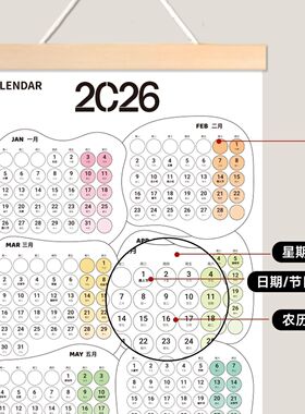 2026年新款挂历日历全年防水油画布家用挂墙打卡记事创意年历相框