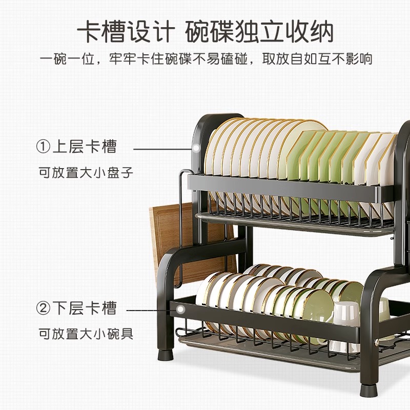 厨房置物架碗碟收纳架多功能放碗架碗筷收纳盒碗柜家用碗盘沥水架 - 图2