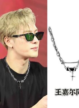 项链男高级感痞帅小众设计感嘻哈风情侣男生女芒星双层锁骨链