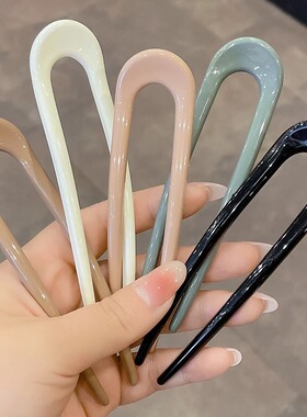 盘发插梳丸子头固定发簪简约u型发夹发卡发插头饰义乌小商品批发