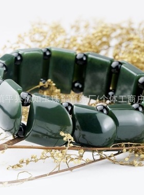 和田玉青玉龙鳞手串男款