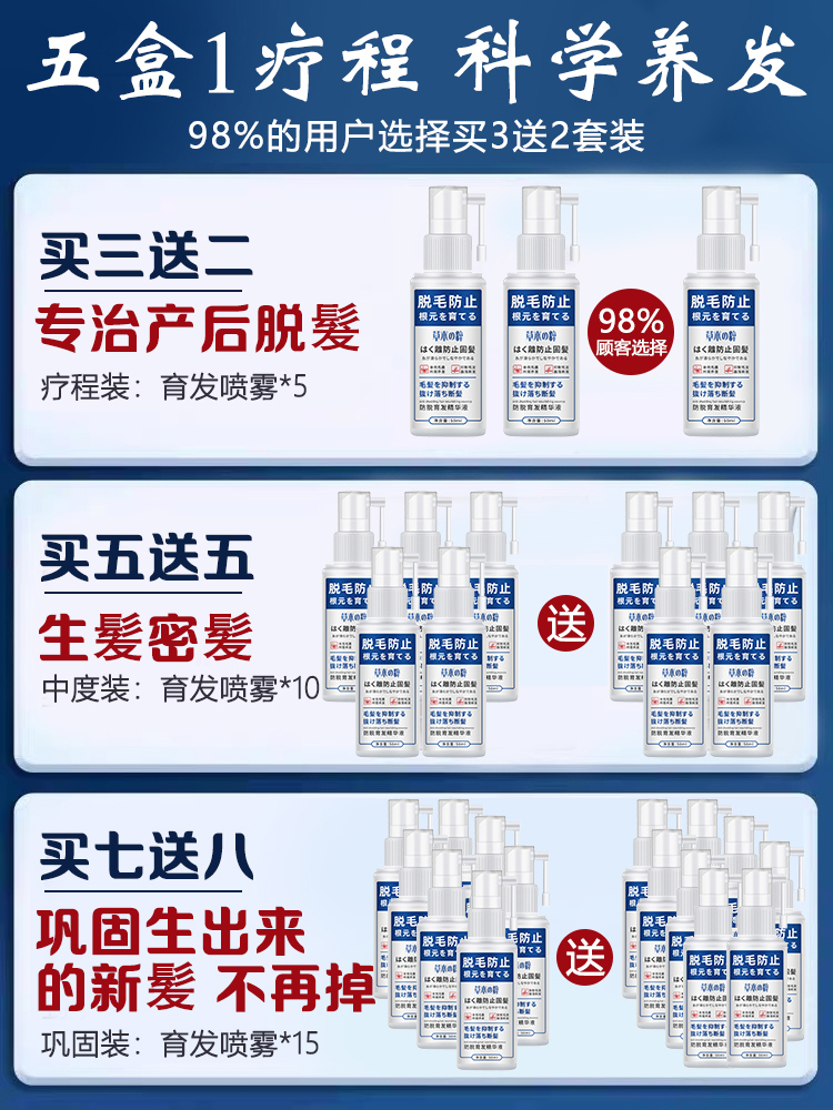 【告别产后脱发问题】防脱髪草本育发液密发固发毛囊喷雾生发际线