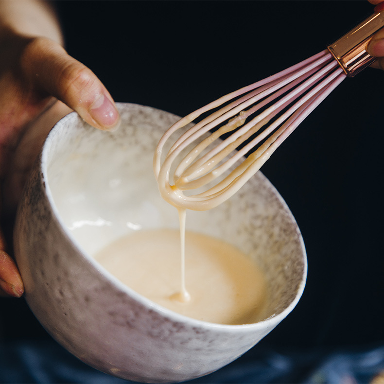 玫瑰金手柄硅胶迷你烘培刮刀打蛋器食物夹儿童辅食工具5件套