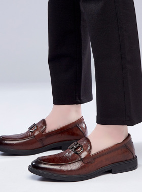 温州厂家直销2021新款一脚蹬商务休闲鞋套脚豆豆鞋正装英伦耐磨男