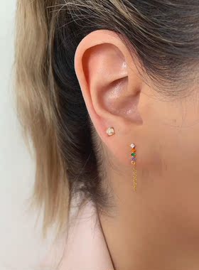 100% 925 sterling silver minimal tassel chain earring rainbo