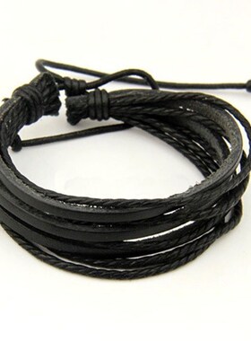 Men's Leather Bracelet Braided Rope Surfer Tribal Wrap M