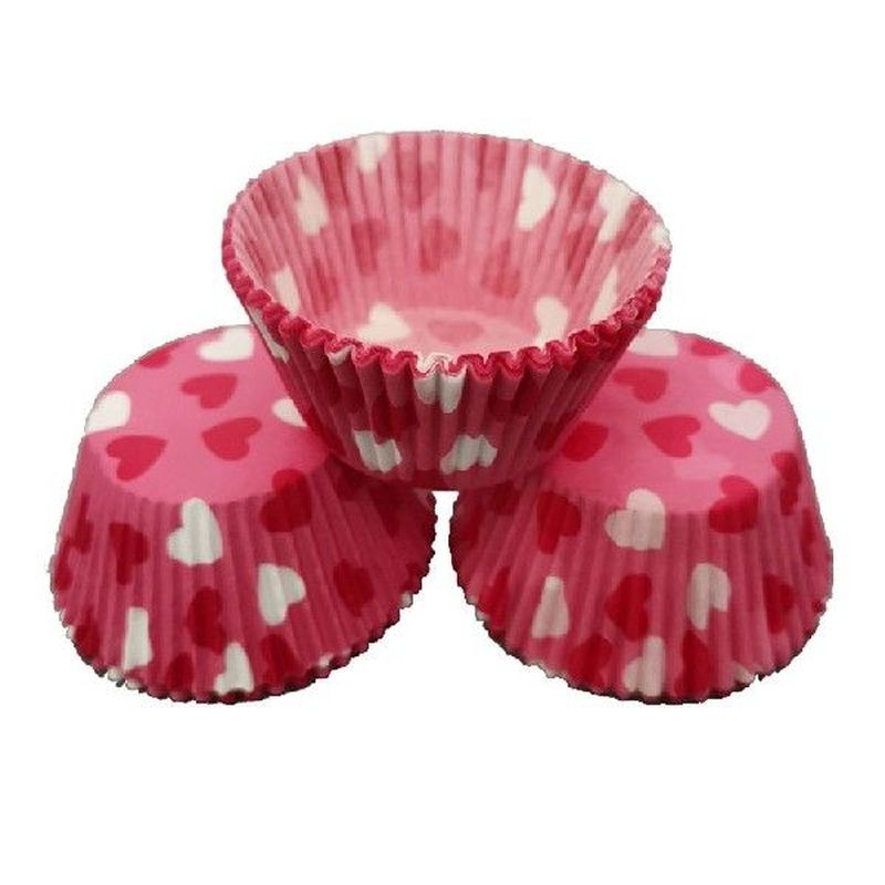 K1MF 100 Buah Penutup Kertas Cup Muffin Cupcake Cap Hati-图2