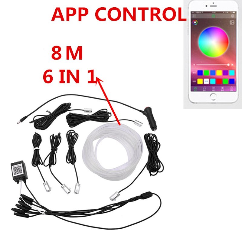 RGB LED Strips Ambient Light APP Bluetooth Control for Car I - 图0