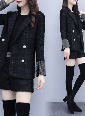 Small woolen woolen shorts suit women's 2021 autumn