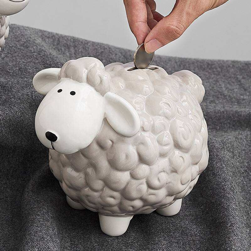 Cute sheep storage tank piggy bank can take the room - 图1