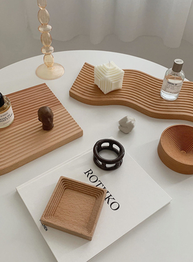 1Pc Nordic Groove Wood Dessert Slicing Bread Tray Kitchen