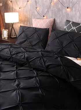Luxury Pinch Pleat Black Bedding Comforter Bedding Sets Bed