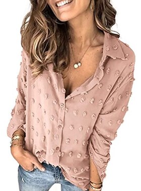 2021 ms color hair bulb shirt collar, long sleeve blouse