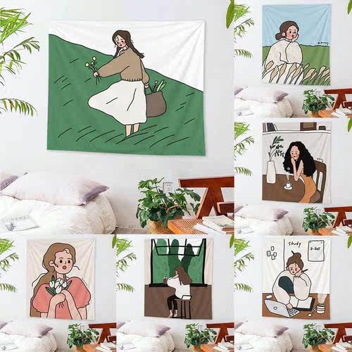 Tapestry Bedroom Decoration Wall-Hanging Illustration Nordic - 图0
